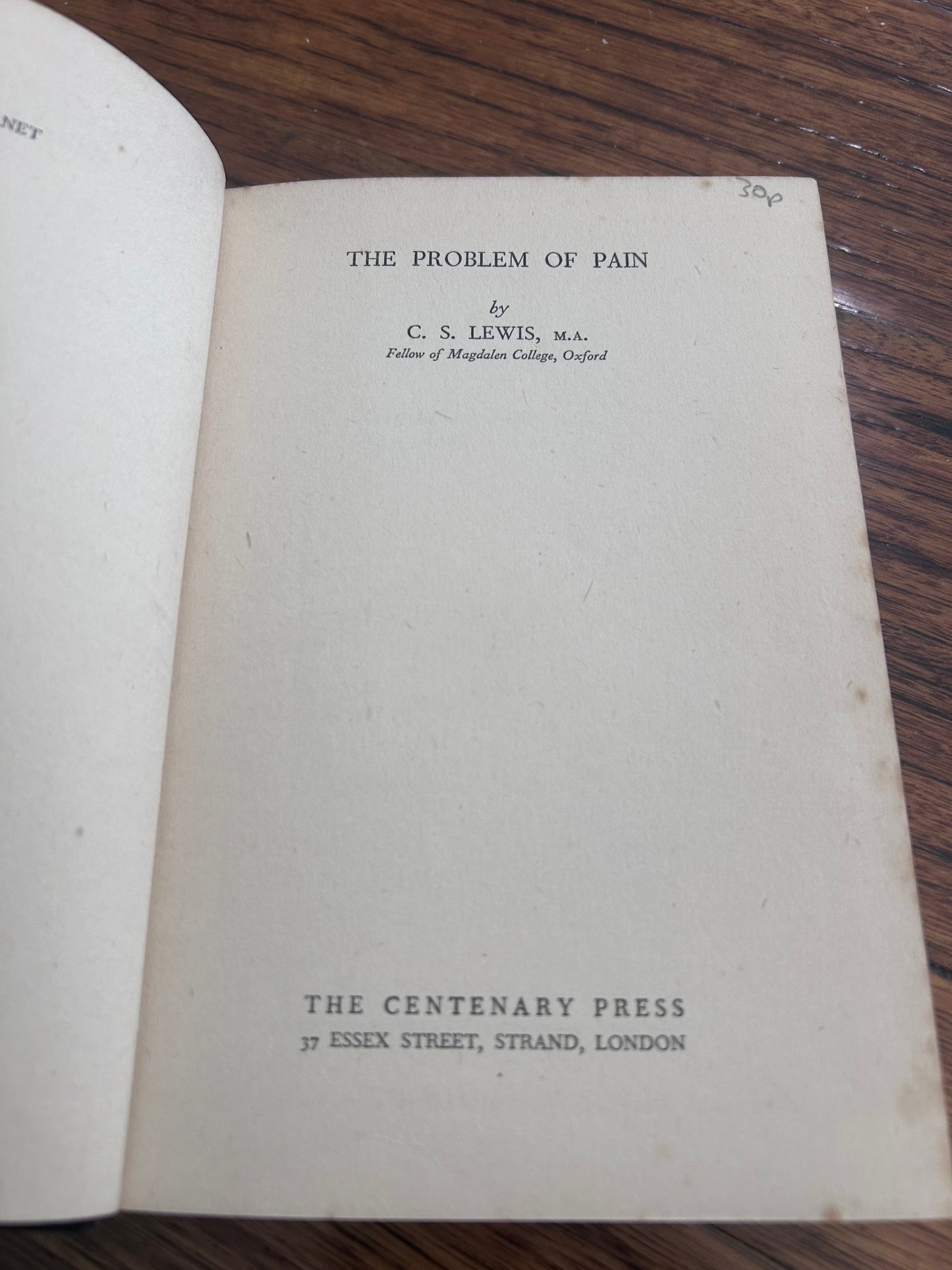C.S Lewis - The problem with Pain - Rare first year 1940