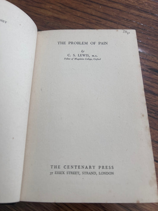 C.S Lewis - The problem with Pain - Rare first year 1940