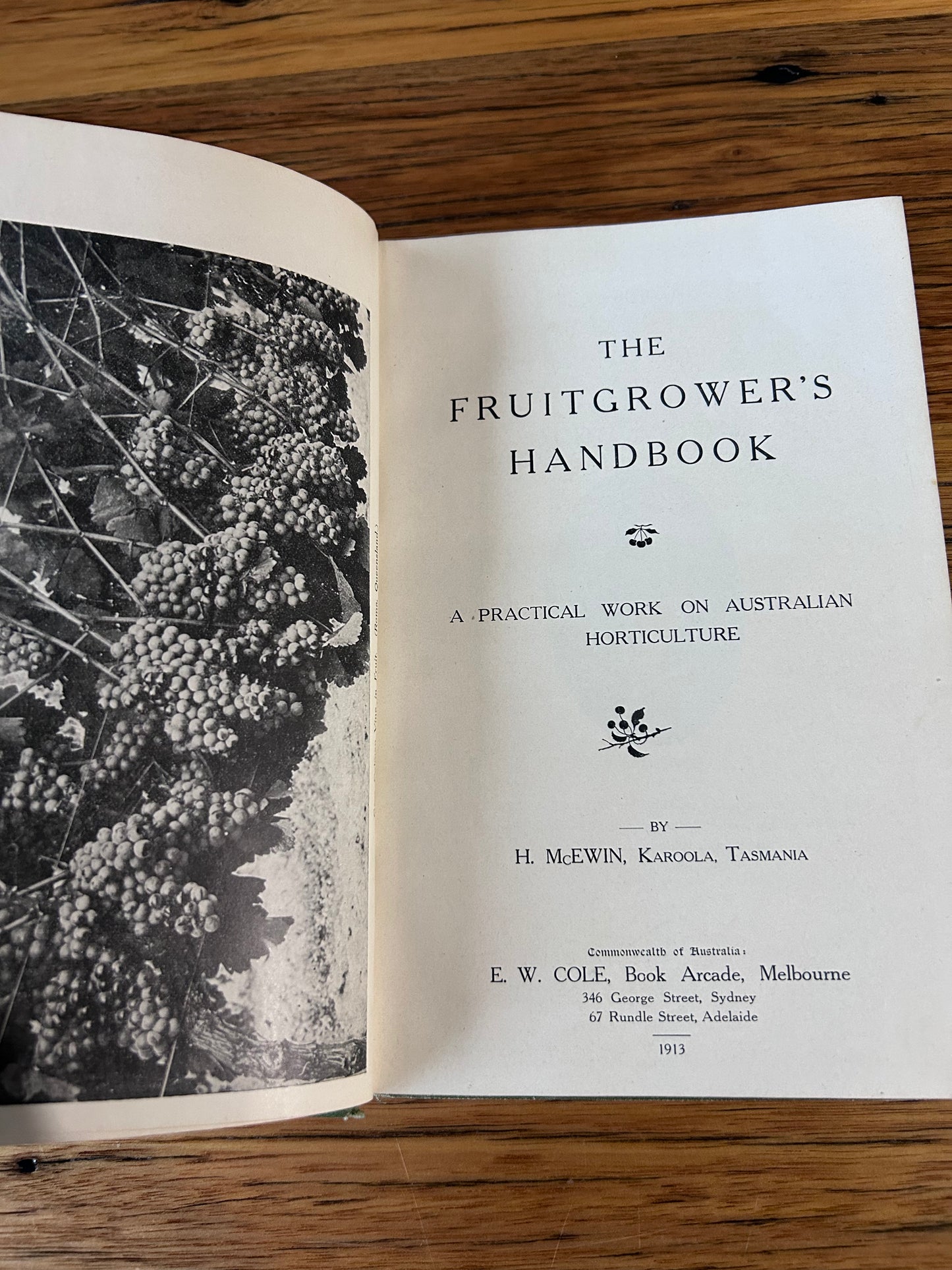 The Fruitgrower’s Handbook - H.McEwin, Karoola, Tasmania. Published by E.W. Cole 1913