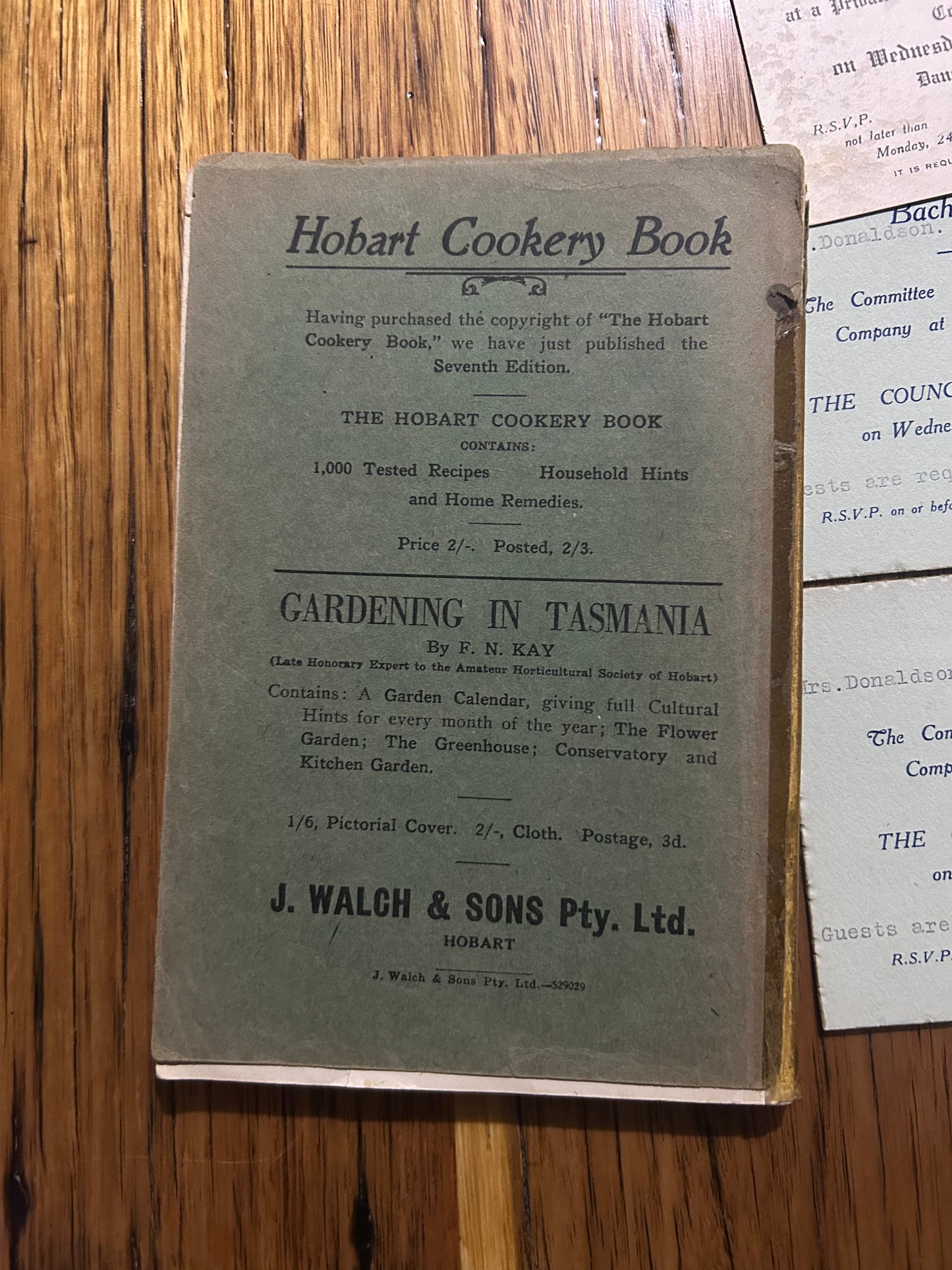 Martin Cash The Bushranger of Van Diemen’s Land In 1843-4. Circa 1929 with bonus free dance invitations found inside