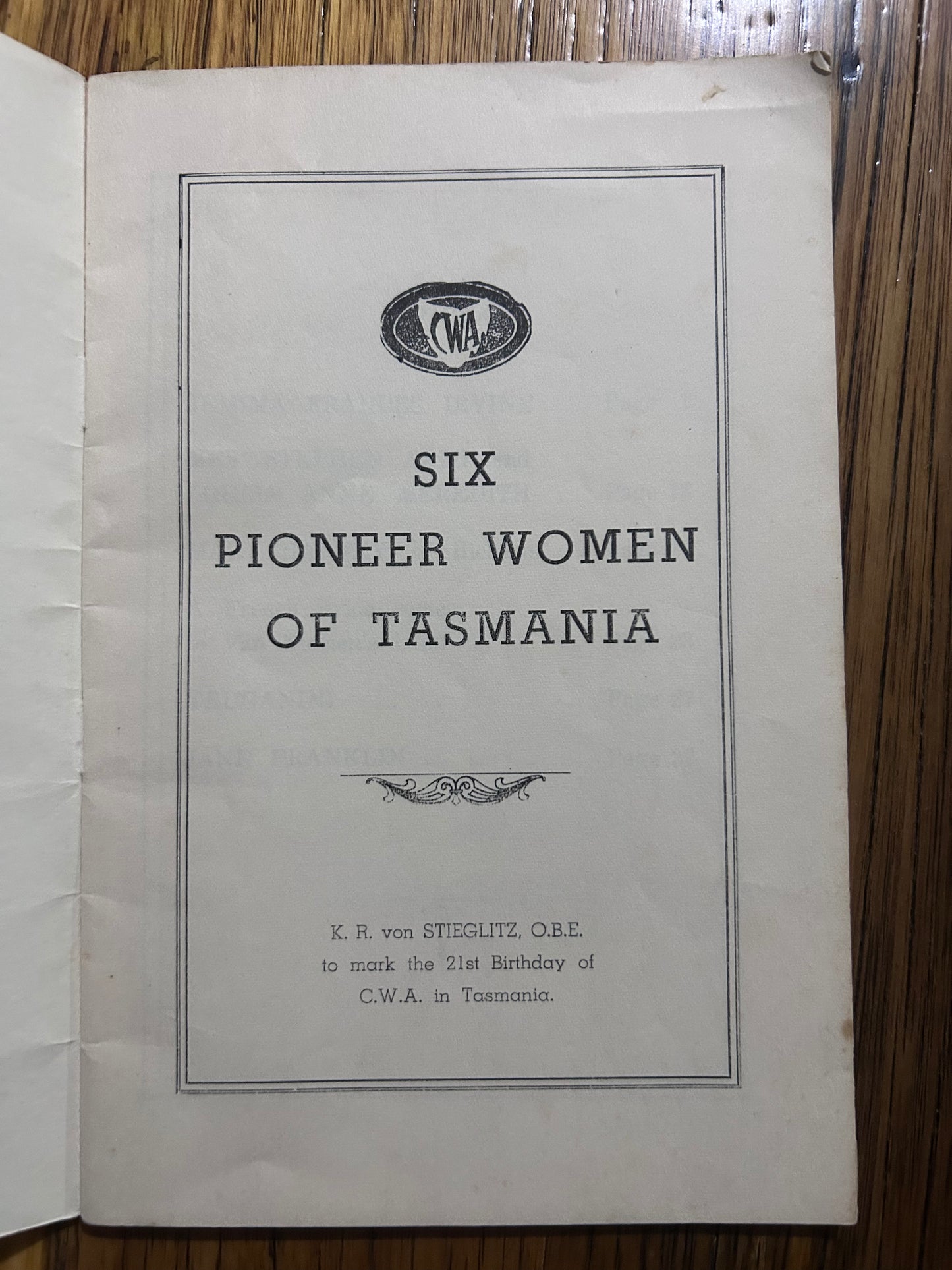 Six Pioneer Women of Tasmania (Very Rare as is condition)